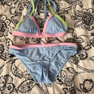 Salt + Cove Light Blue and Pink Bikini